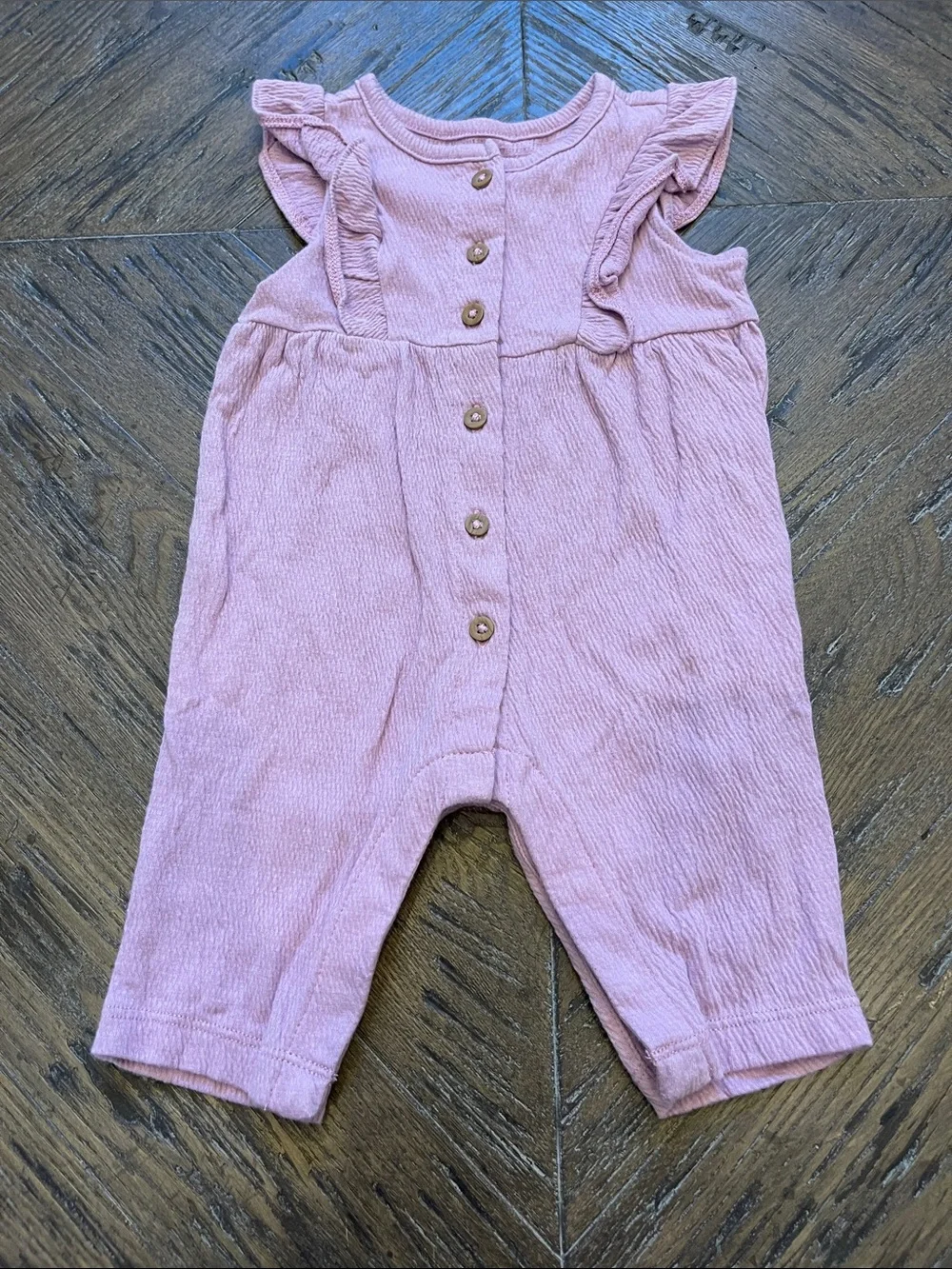 Carter's Lavender Ruffle Sleeve Button-Front Romper